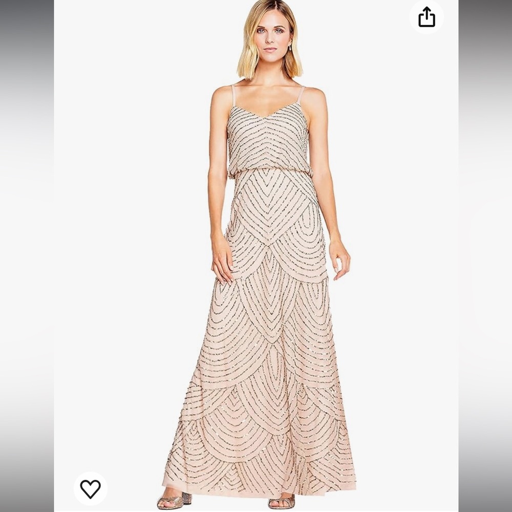 Adrianna Papell Women's Long Beaded Blouson Gown